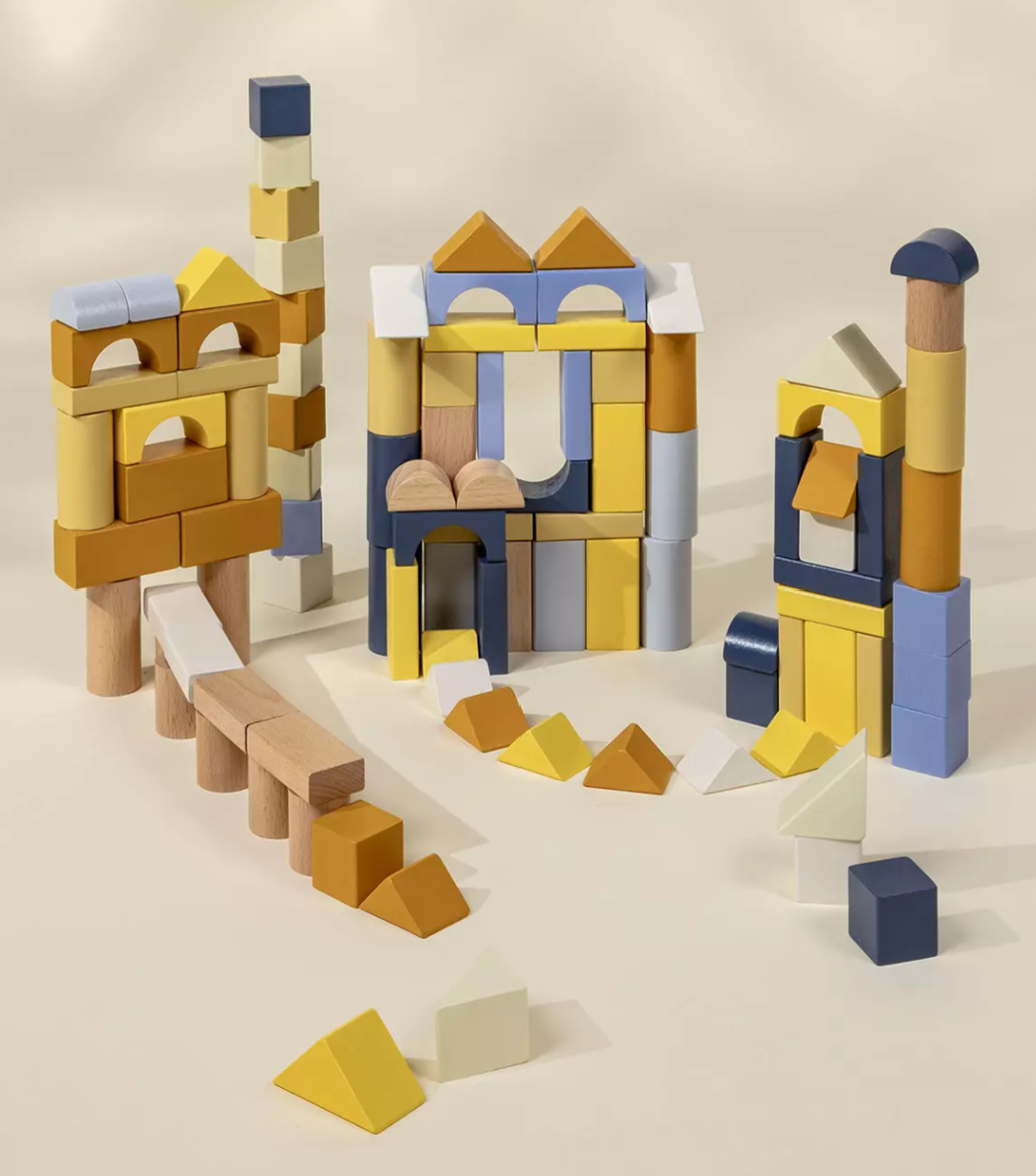 Wooden Construction Blocks Set - 100 pcs