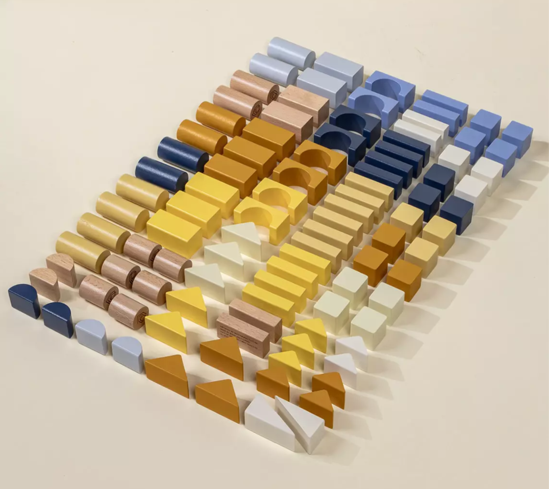 Wooden Construction Blocks Set - 100 pcs